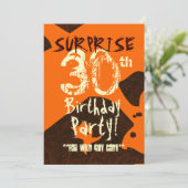 SURPRISE 30th Birthday Brown Ivory Oranje C736 Kaart (Staand voorkant)