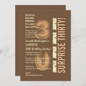 SURPRISE 30th Birthday Brown Tan Ivory V8 Kaart (Voorkant / Achterkant)