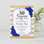 Surprise 30th Birthday - Gold White Royal Blue Kaart (Staand voorkant)