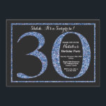Surprise 30th Birthday Invitation Blue Glitter Kaart<br><div class="desc">Verrassend 30e verjaardag uitnodiging. Zwarte en blauwe glitter Birthday Party nodigt uit met de achtergrond van het karton. Verrassende verjaardag. Volwassen verjaardag. Mannen of Vrouwen Bday Bash Party. Voor verdere aanpassing,  te klikken gelieve de knoop "van de Aanpassing het"en ons ontwerphulpmiddel te gebruiken om deze sjabloon te wijzigen.</div>