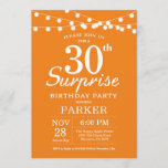 Surprise 30th Birthday Invitation Sinaasappel Kaart<br><div class="desc">Verrassend 30th Birthday Uitnodiging met de Lichten van het Koord. Oranje achtergrond. Mannen of vrouwen op zaterdag. 13e 15e 16e 18e 21e 30e 40e 50e 60e 70e 90e 100e, elke leeftijd. Voor verdere aanpassing, te klikken gelieve de knoop "van de Aanpassing het"en ons ontwerphulpmiddel te gebruiken om deze sjabloon te...</div>