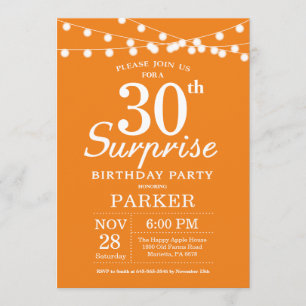 Surprise 30th Birthday Invitation Sinaasappel Kaart
