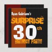 SURPRISE 30th Birthday Modern Black en Gold W569 Kaart (Voorkant / Achterkant)