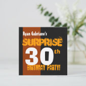 SURPRISE 30th Birthday Modern Black en Gold W569 Kaart (Staand voorkant)