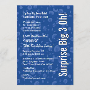 SURPRISE 30th Birthday Modern Blue Confetti Kaart