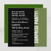SURPRISE 30th Birthday Modern Green and Black W093 Kaart (Voorkant / Achterkant)