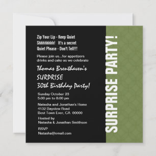 SURPRISE 30th Birthday Modern Green and Black W093 Kaart