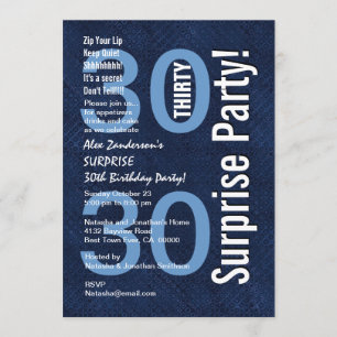 SURPRISE 30th Birthday Modern Royal Blue R601 Kaart