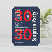 SURPRISE 30th Birthday Modern Royal Blue R601A Kaart (Staand voorkant)
