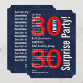 SURPRISE 30th Birthday Modern Royal Blue R601A Kaart (Voorkant / Achterkant)