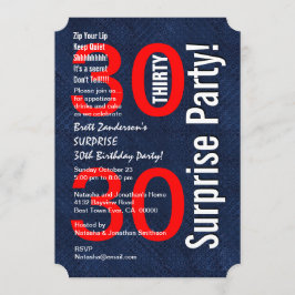 SURPRISE 30th Birthday Modern Royal Blue R601A Kaart