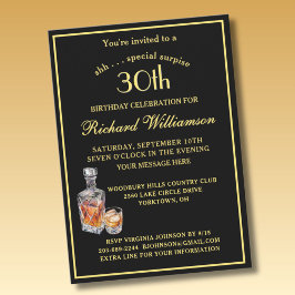 SURPRISE 30th Birthday Party Classic Black Gold Kaart