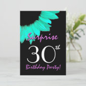 SURPRISE 30th Birthday Party Mint Green Sunflower Kaart (Staand voorkant)