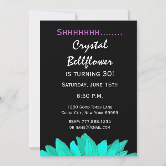 SURPRISE 30th Birthday Party Mint Green Sunflower Kaart (Achterkant)