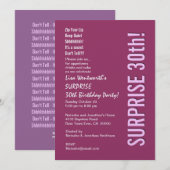 SURPRISE 30th Birthday Party Modern roze Berry Kaart (Voorkant / Achterkant)