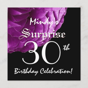 SURPRISE 30th Birthday Party Paars Roos W064 Kaart