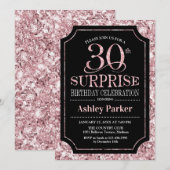 Surprise 30th Birthday Party - Roos Gold Zwart Kaart (Voorkant / Achterkant)