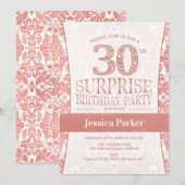 Surprise 30th Birthday Party - Roos Goud Wit Kaart (Voorkant / Achterkant)