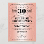 Surprise 30th Birthday - Roos Goud Zwart Kaart<br><div class="desc">Surprise 30th Birthday Invitation Retro ontwerp in faux roos gouden folie en zwart. Proost op 30 jaar! Kan ook tot elk jaar worden gepersonaliseerd.</div>