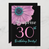SURPRISE 30th Birthday Sjabloon Pink Daisy Kaart (Voorkant / Achterkant)