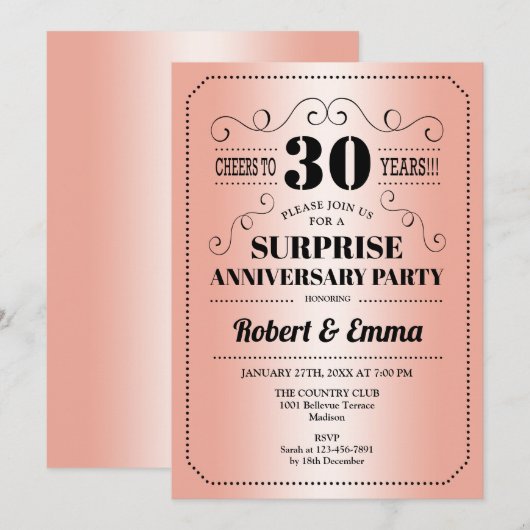 Surprise 30th Jubileum Party - Koraal Kaart (Voorkant / Achterkant)