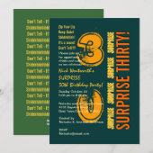 SURPRISE 30th Modern Birthday Green Gold Oranje Kaart (Voorkant / Achterkant)