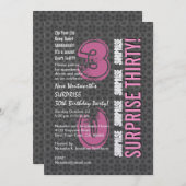 SURPRISE 30th Modern Birthday Grey and Pink W1756 Kaart (Voorkant / Achterkant)