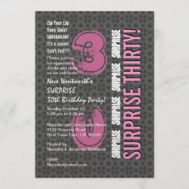 SURPRISE 30th Modern Birthday Grey and Pink W1756 Kaart