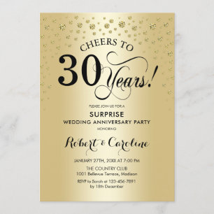 Surprise 30th verjaardag Goud Zwart Elegant Kaart