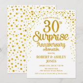 Surprise 30th Wedding Jubileum - Goud & Wit Kaart (Voorkant / Achterkant)