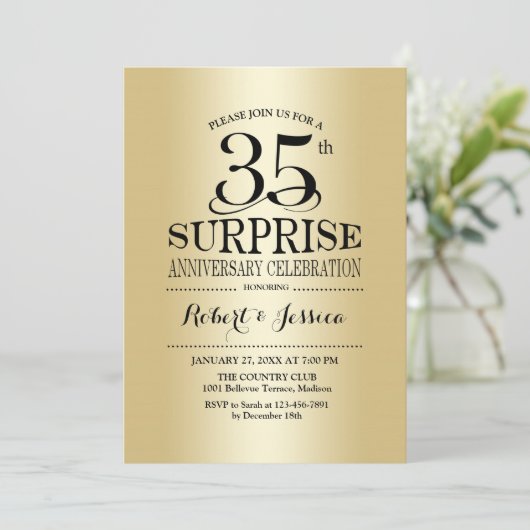 Surprise 35e trouwjubileum - Goud Kaart (Staand voorkant)