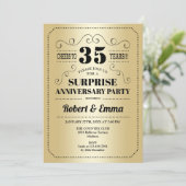 Surprise 35th Jubileum Party - Gouden Zwart Kaart (Staand voorkant)
