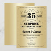 Surprise 35th Jubileum Party - Gouden Zwart Kaart (Voorkant / Achterkant)