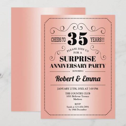 Surprise 35th Jubileum Party - Koraal Kaart (Voorkant / Achterkant)