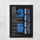 SURPRISE 35th Modern Birthday Blue en Black Kaart (Voorkant)