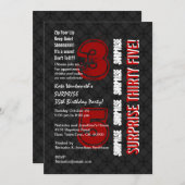 SURPRISE 35th Modern Birthday Red Black G541 Kaart (Voorkant / Achterkant)