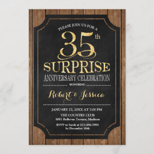 Surprise 35th Wedding Jubileum - Hood Gold Kaart