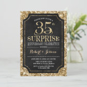 Surprise 35th Wedding Jubileum - Zwart Goud Kaart (Staand voorkant)
