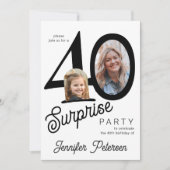 Surprise 40 modern 2 photo 40th birthday  kaart (Voorkant)