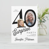 Surprise 40 modern 2 photo 40th birthday  kaart (Staand voorkant)