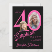 Surprise 40 modern 2 photo 40th birthday  kaart (Voorkant)