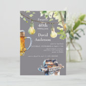 Surprise 40th Backyard BBQ Birthday Invitation Kaart (Staand voorkant)
