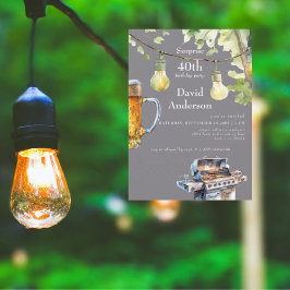 Surprise 40th Backyard BBQ Birthday Invitation Kaart