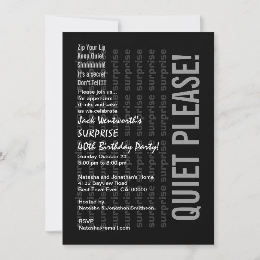 SURPRISE 40th Birthday Black White C321 Kaart (Voorkant)