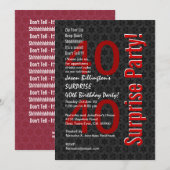 SURPRISE 40th Birthday Black White Red F324 Kaart (Voorkant / Achterkant)