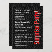 SURPRISE 40th Birthday Black White Stars Kaart (Voorkant / Achterkant)