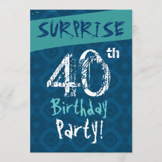 SURPRISE 40th Birthday Blue en Aqua Sjabloon W608 Kaart