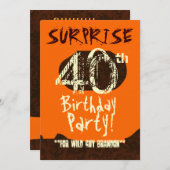 SURPRISE 40th Birthday Brown Ivory Oranje C731 Kaart (Voorkant / Achterkant)