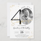 Surprise 40th Birthday Gold Photo Invitation Kaart (Voorkant)