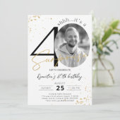 Surprise 40th Birthday Gold Photo Invitation Kaart (Staand voorkant)